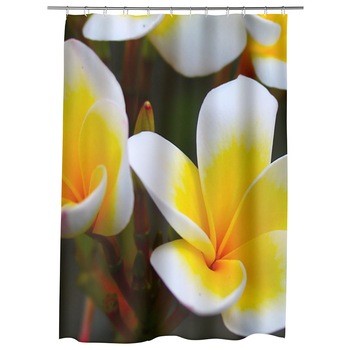 Perdea Dus, Cada, pentru Baie, Heartwork, Flori Frangipani, Model Multicolor, Decoratiuni Baie, 150 x 200 cm