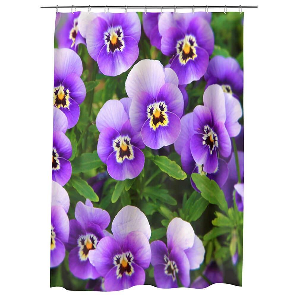 Perdea Dus, Cada, pentru Baie, Heartwork, Panselute Violet, Model Multicolor, Decoratiuni Baie, 150 x 200 cm