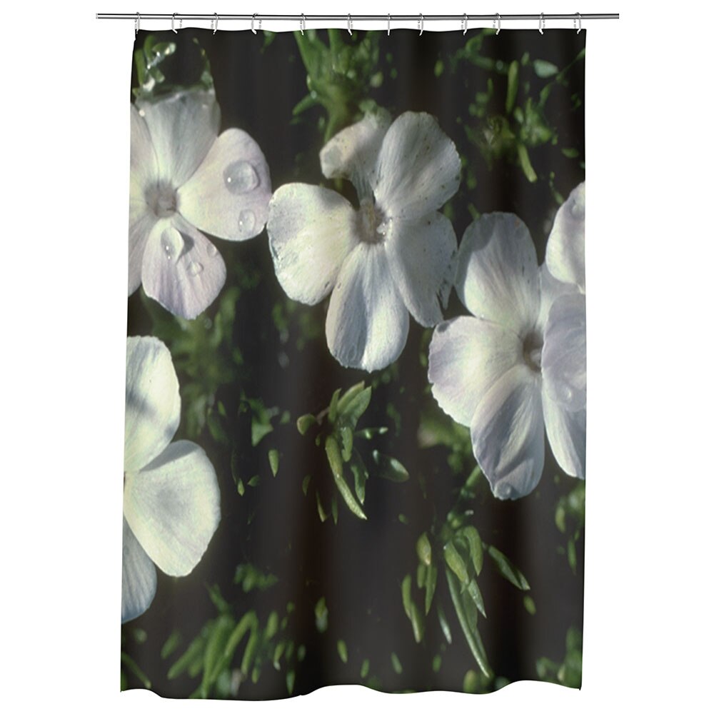 Perdea Dus, Cada, pentru Baie, Heartwork, Cinci flori albe ca neaua, Model Multicolor, Decoratiuni Baie, 150 x 200 cm