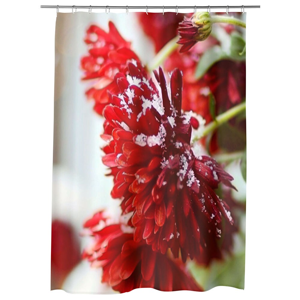Perdea Dus, Cada, pentru Baie, Heartwork, Flori rosii ninse, Model Multicolor, Decoratiuni Baie, 150 x 200 cm