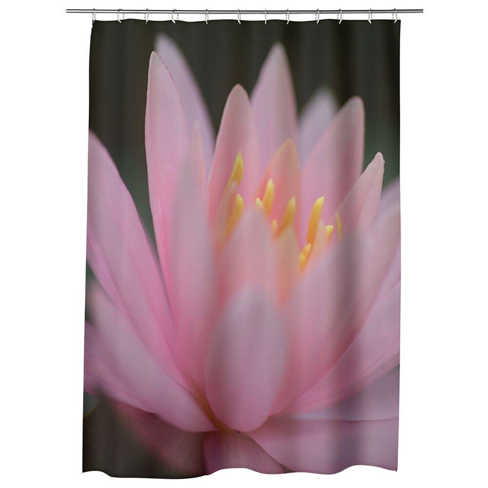 Perdea Dus, Cada, pentru Baie, Heartwork, Liliac de apa roz, Model Multicolor, Decoratiuni Baie, 150 x 200 cm