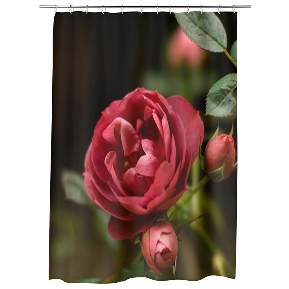 Perdea Dus, Cada, pentru Baie, Heartwork, Muguri de trandafir, Model Multicolor, Decoratiuni Baie, 150 x 200 cm