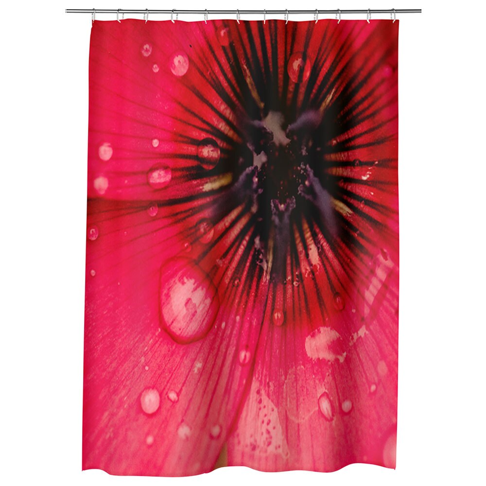 Perdea Dus, Cada, pentru Baie, Heartwork, Floare caramizie, Model Multicolor, Decoratiuni Baie, 150 x 200 cm