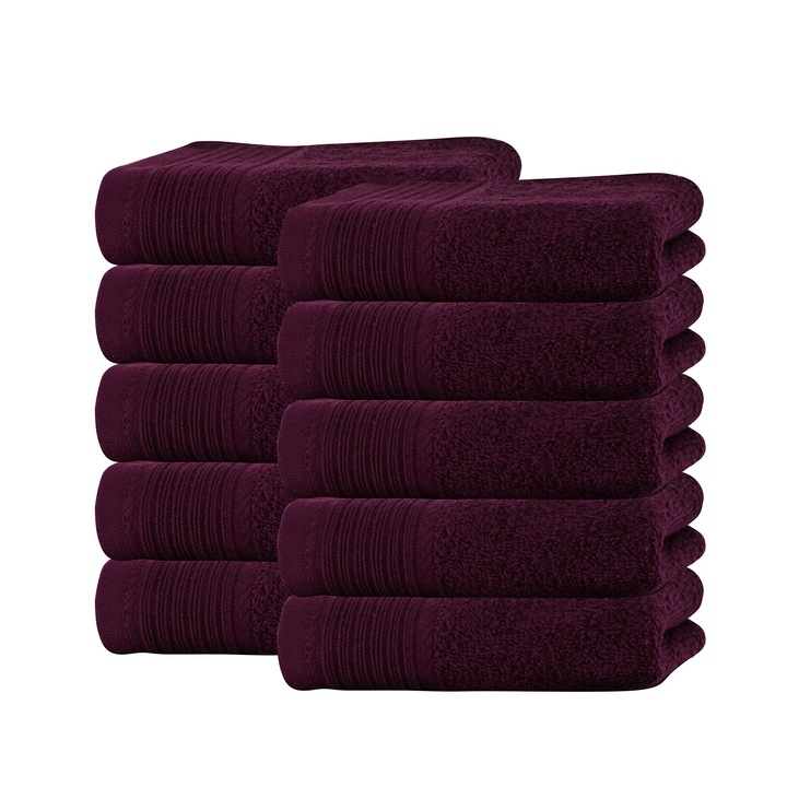 Set 10 prosoape maini Classic Collection, 100% bumbac, 30 x 50 cm, Purpuriu