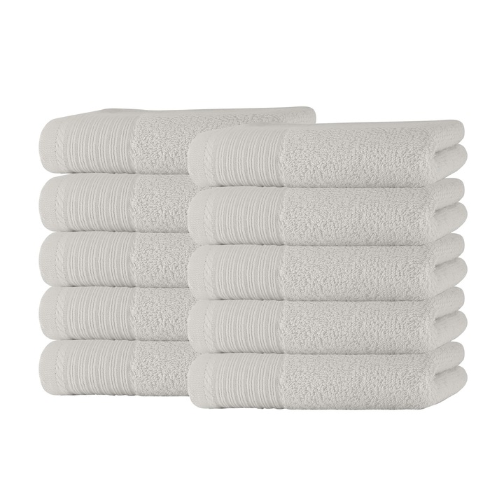 Set 10 prosoape maini Classic Collection, 100% bumbac, 30 x 50 cm, Alb