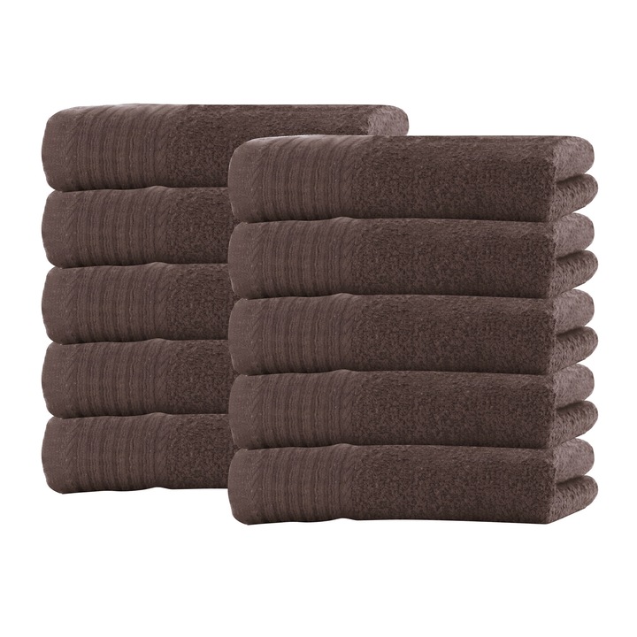 Set 10 prosoape maini Classic Collection, 100% bumbac, 30 x 50 cm, Taupe