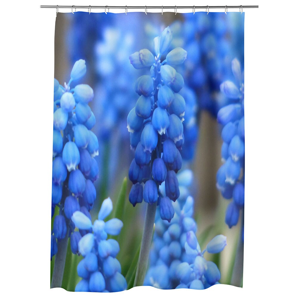 Perdea Dus, Cada, pentru Baie, Heartwork, Flori albastre Muscari, Model Multicolor, Decoratiuni Baie, 150 x 200 cm