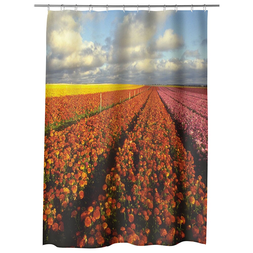 Perdea Dus, Cada, pentru Baie, Heartwork, Camp imens de flori, Model Multicolor, Decoratiuni Baie, 150 x 200 cm