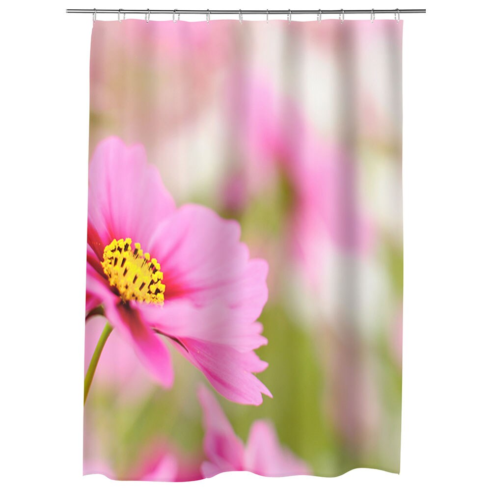 Perdea Dus, Cada, pentru Baie, Heartwork, Camp de flori violet, Model Multicolor, Decoratiuni Baie, 150 x 200 cm