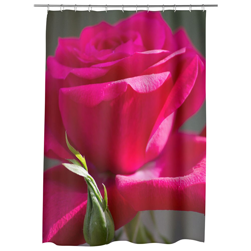 Perdea Dus, Cada, pentru Baie, Heartwork, Trandafir rosu gingas, Model Multicolor, Decoratiuni Baie, 150 x 200 cm