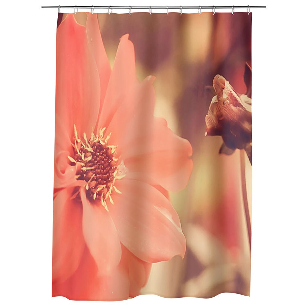 Perdea Dus, Cada, pentru Baie, Heartwork, Flori mari albe, Model Multicolor, Decoratiuni Baie, 150 x 200 cm