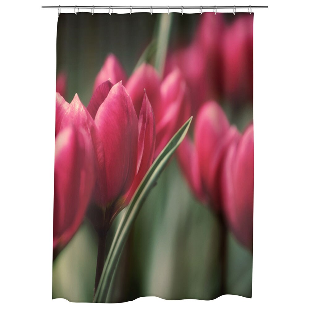 Perdea Dus, Cada, pentru Baie, Heartwork, Lalele aproape inflorite, Model Multicolor, Decoratiuni Baie, 150 x 200 cm