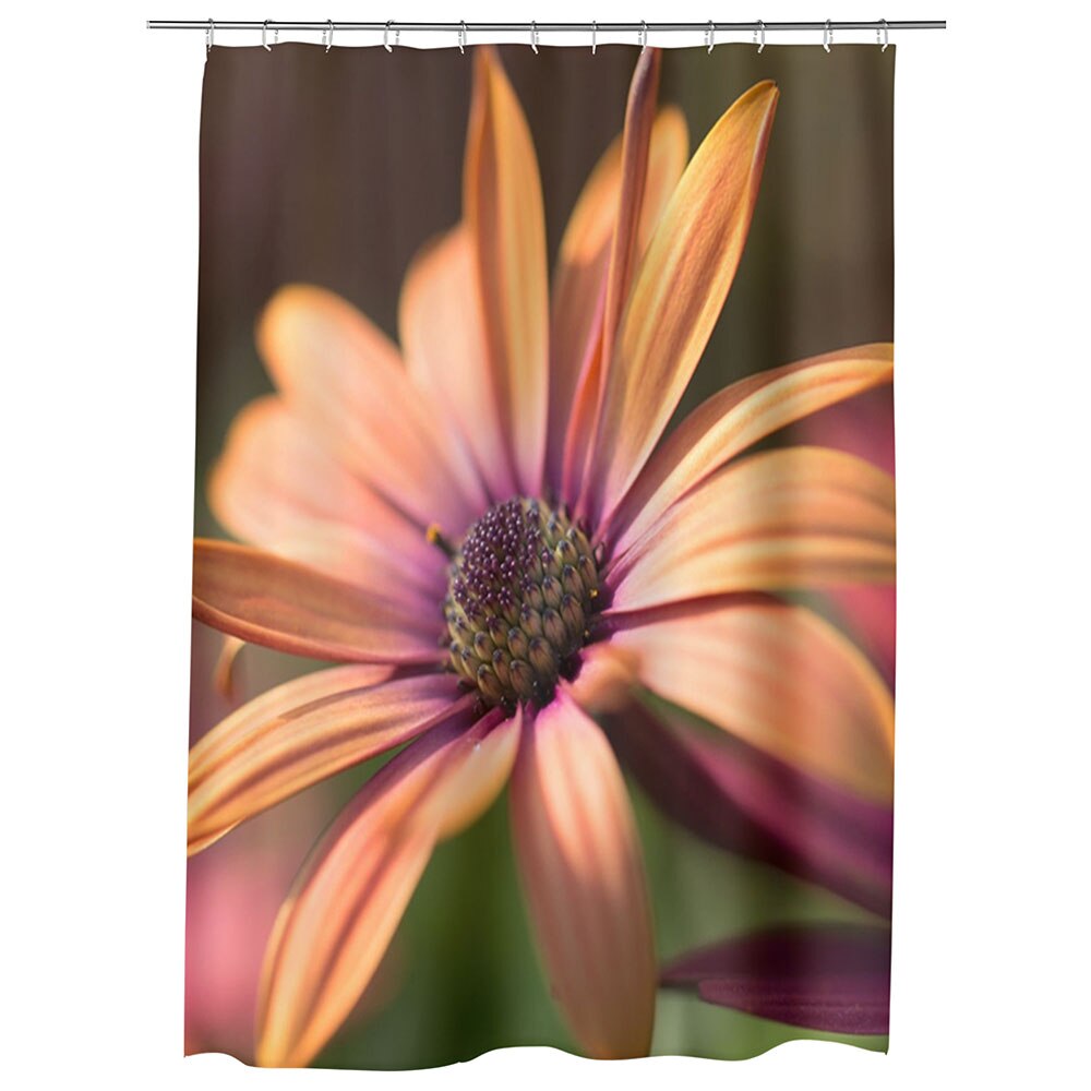 Perdea Dus, Cada, pentru Baie, Heartwork, Gerbera Galbena, Model Multicolor, Decoratiuni Baie, 150 x 200 cm