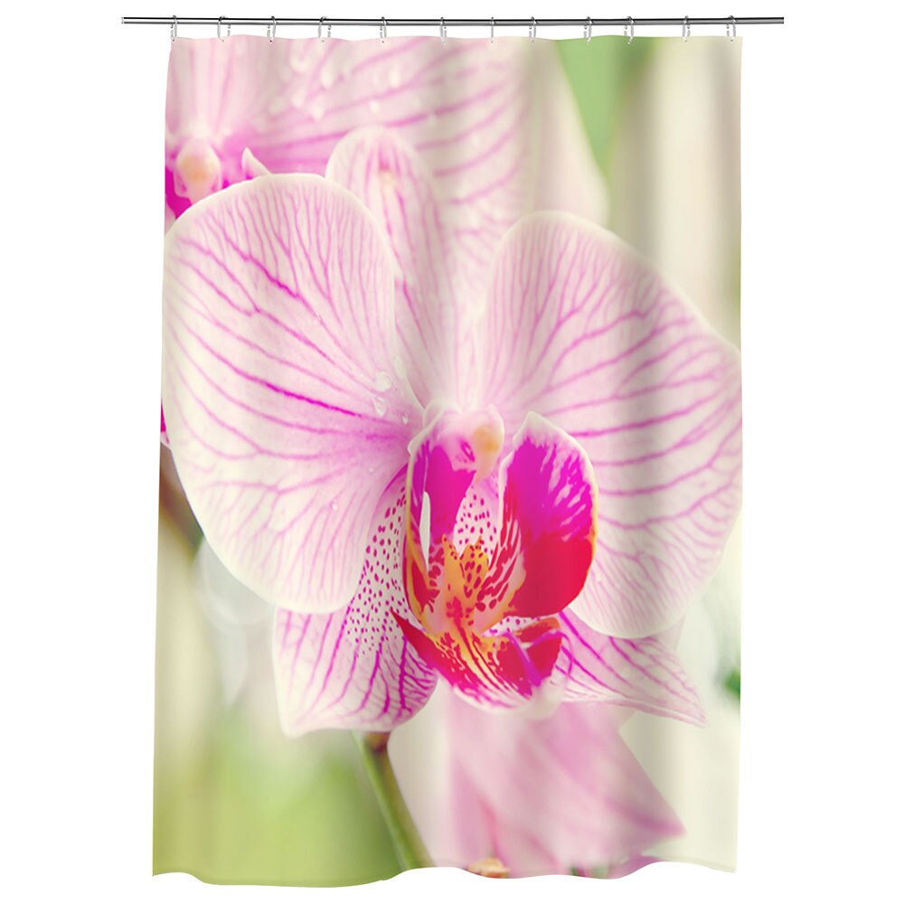 Perdea Dus, Cada, pentru Baie, Heartwork, Orhidee luminoasa, Model Multicolor, Decoratiuni Baie, 150 x 200 cm