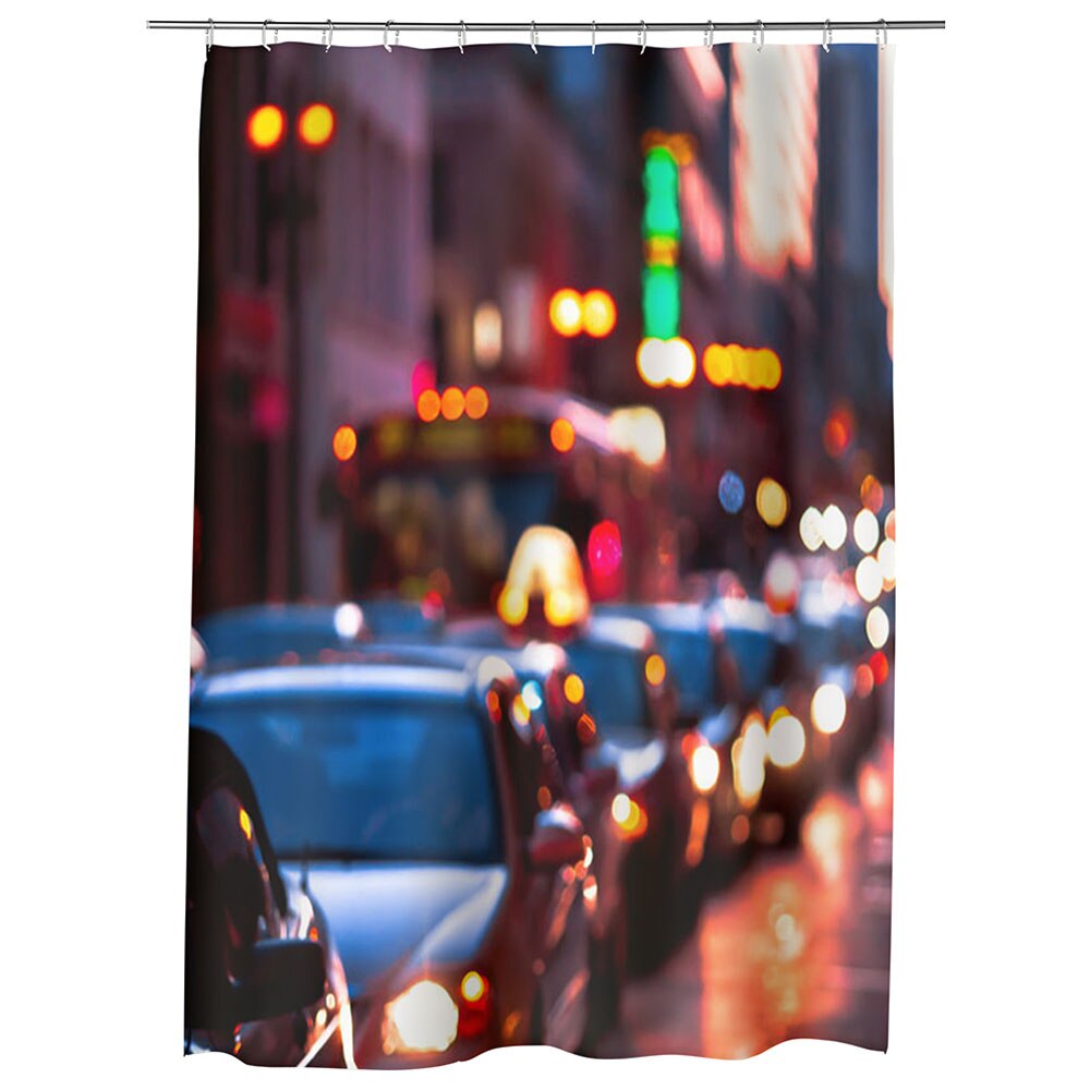 Perdea Dus, Cada, pentru Baie, Heartwork, Trafic de seara, Model Multicolor, Decoratiuni Baie, 150 x 200 cm