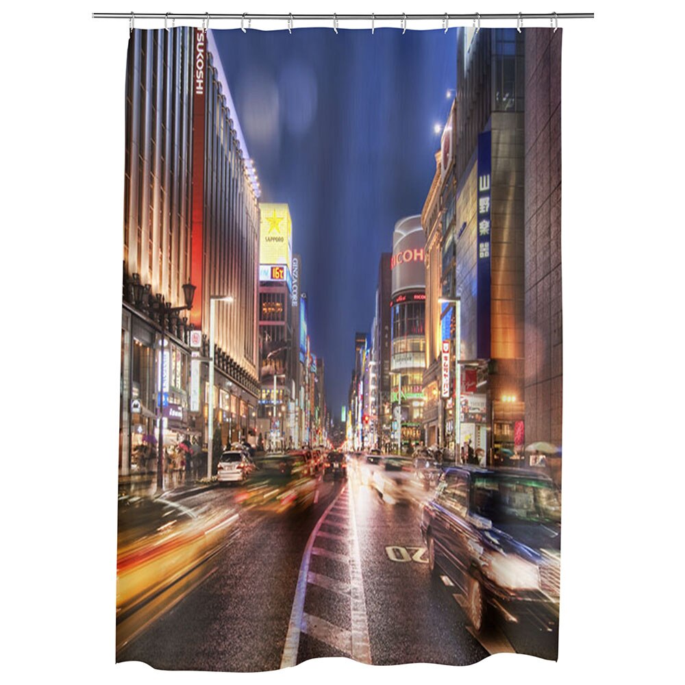 Perdea Dus, Cada, pentru Baie, Heartwork, Strada in Tokyo, Model Multicolor, Decoratiuni Baie, 150 x 200 cm