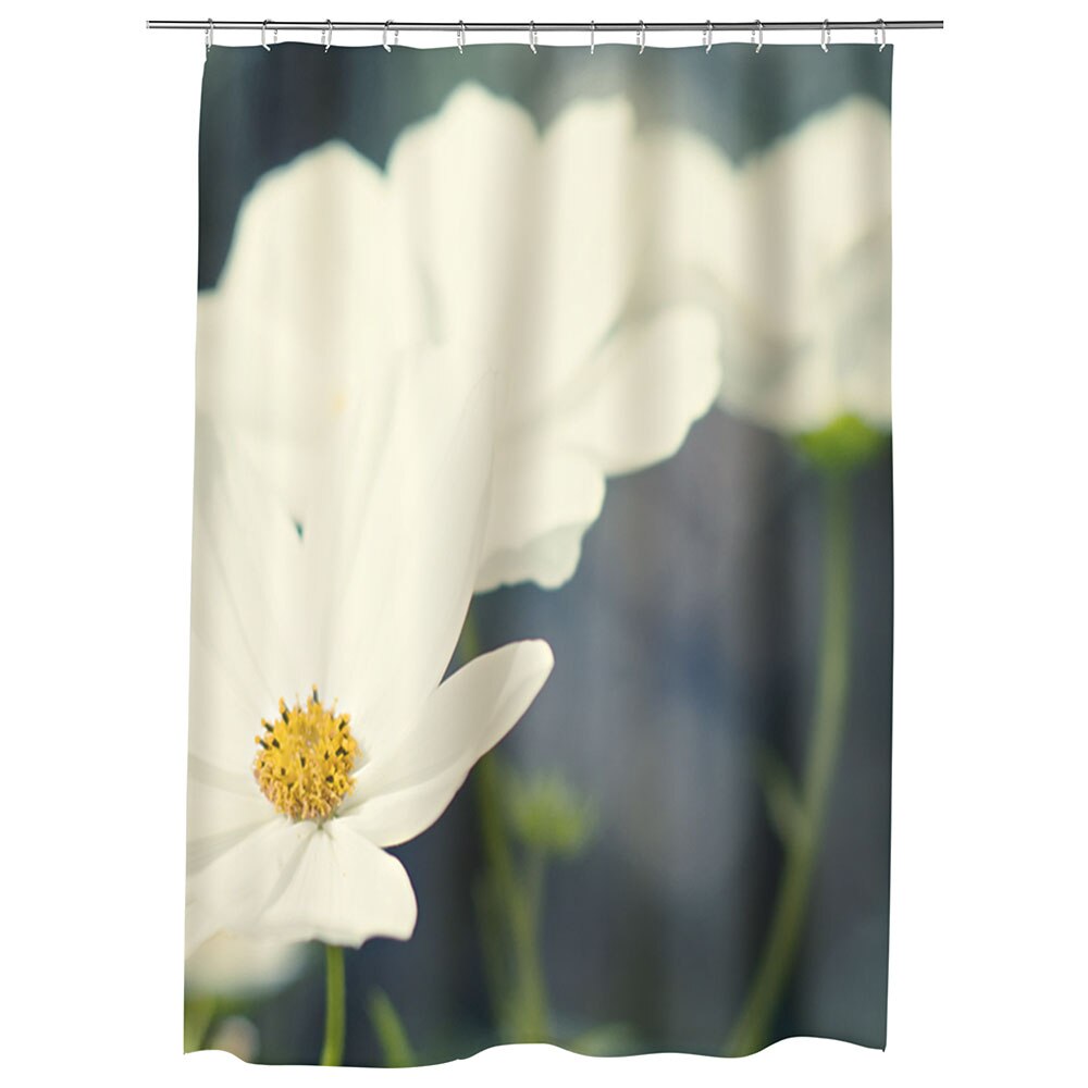 Perdea Dus, Cada, pentru Baie, Heartwork, Flori albicioase, Model Multicolor, Decoratiuni Baie, 150 x 200 cm