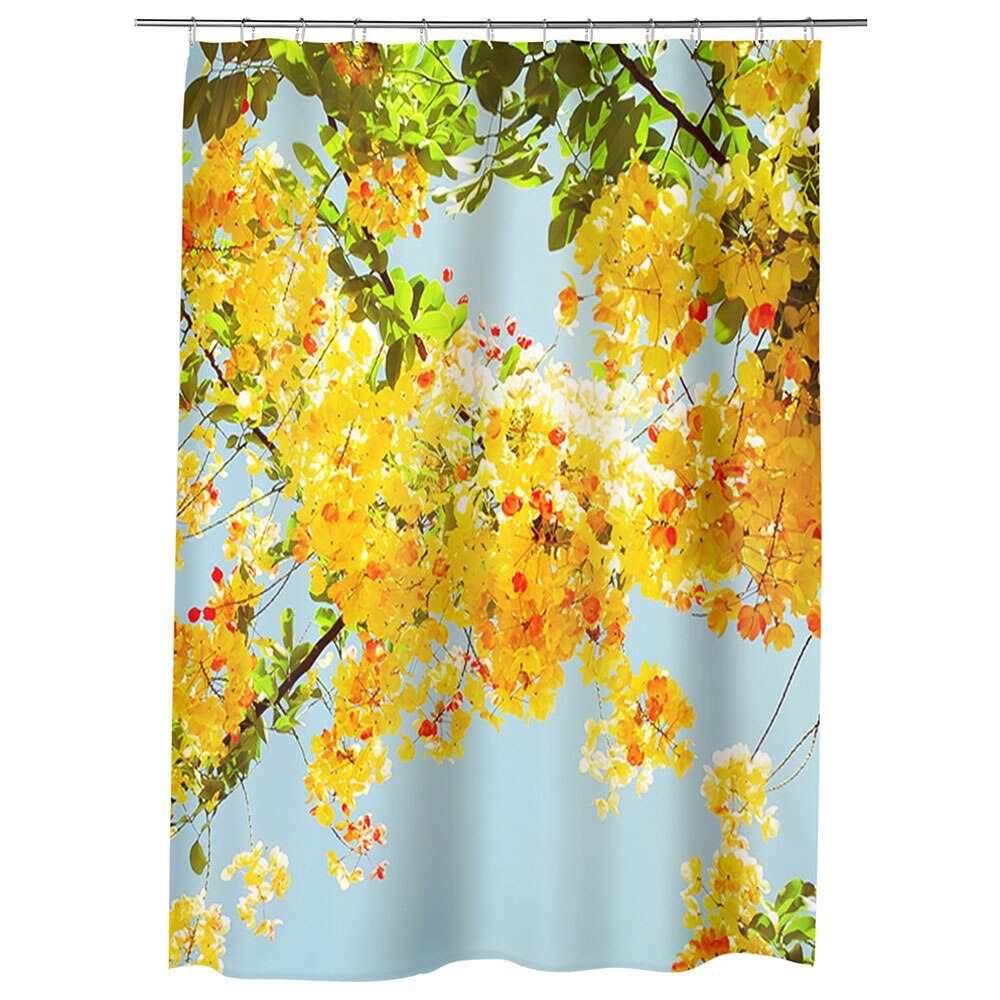 Perdea Dus, Cada, pentru Baie, Heartwork, Multe flori galbene, Model Multicolor, Decoratiuni Baie, 150 x 200 cm