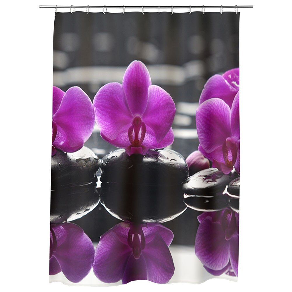 Perdea Dus, Cada, pentru Baie, Heartwork, Orhidee pe apa, Model Multicolor, Decoratiuni Baie, 150 x 200 cm