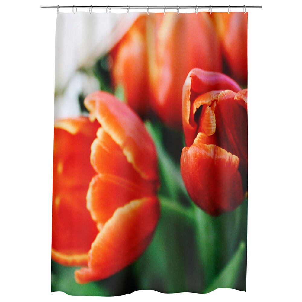 Perdea Dus, Cada, pentru Baie, Heartwork, Portocaliu puternic, Model Multicolor, Decoratiuni Baie, 150 x 200 cm