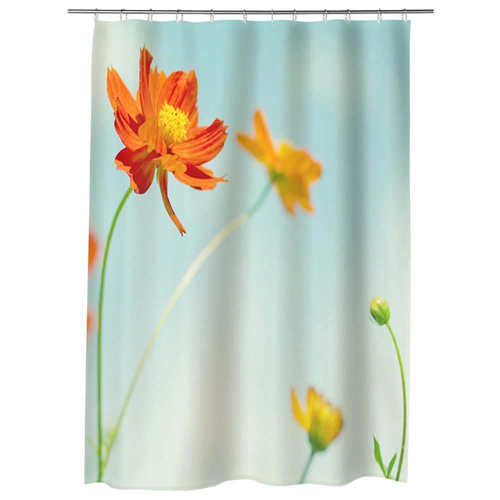 Perdea Dus, Cada, pentru Baie, Heartwork, Flori perfecte, Model Multicolor, Decoratiuni Baie, 150 x 200 cm