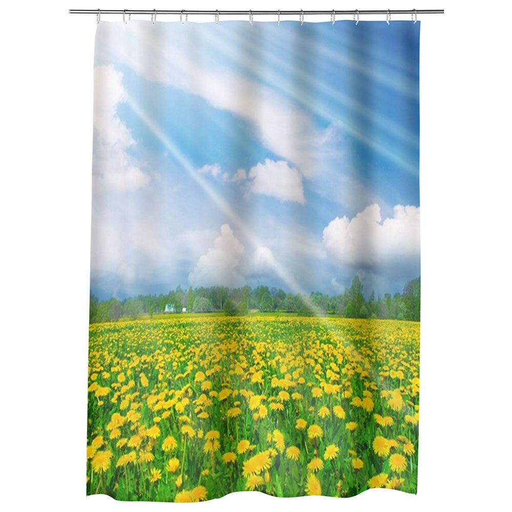 Perdea Dus, Cada, pentru Baie, Heartwork, Camp de papadii, Model Multicolor, Decoratiuni Baie, 150 x 200 cm