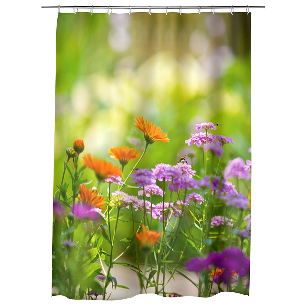 Perdea Dus, Cada, pentru Baie, Heartwork, Flori si albinute, Model Multicolor, Decoratiuni Baie, 150 x 200 cm