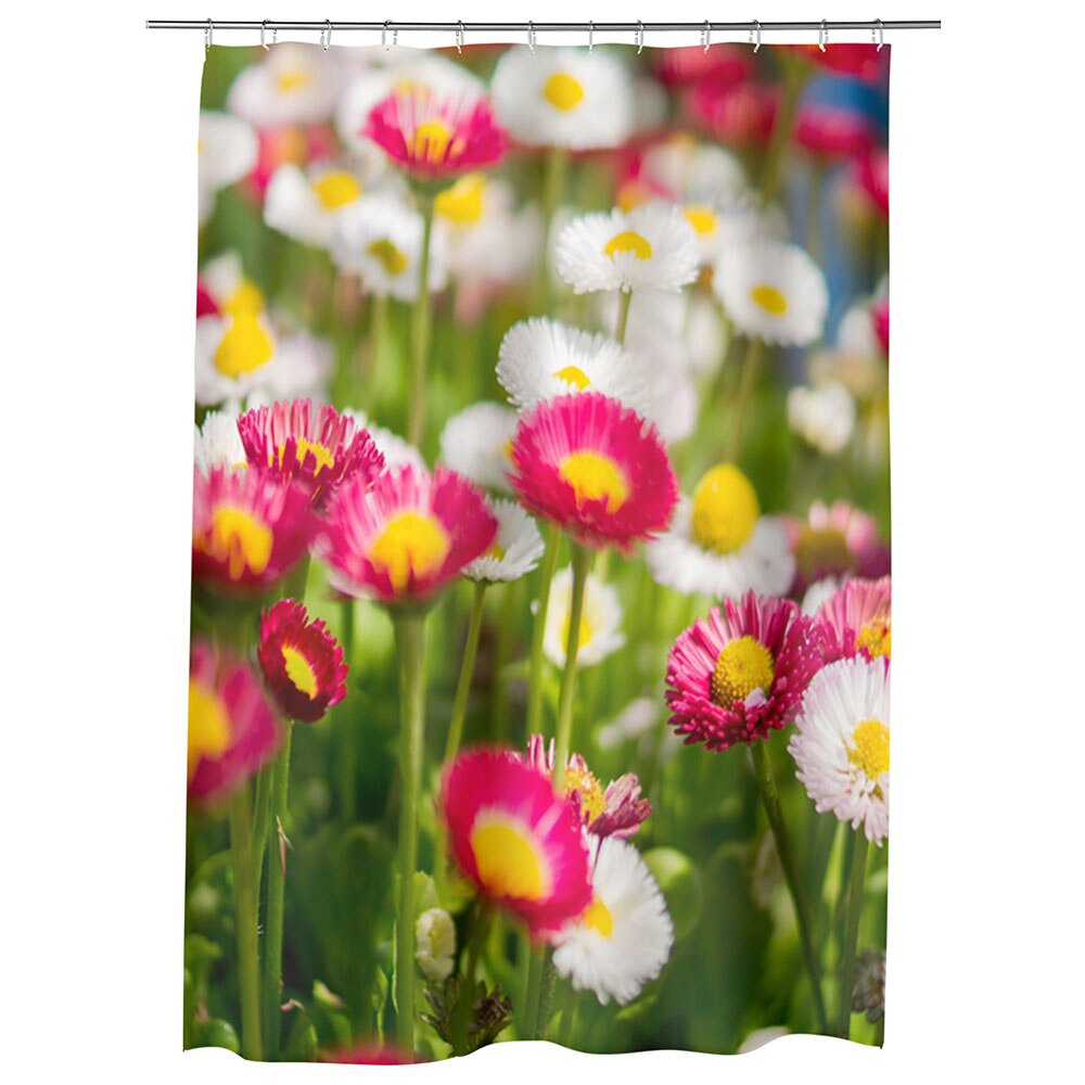 Perdea Dus, Cada, pentru Baie, Heartwork, Margarete colorate, Model Multicolor, Decoratiuni Baie, 150 x 200 cm