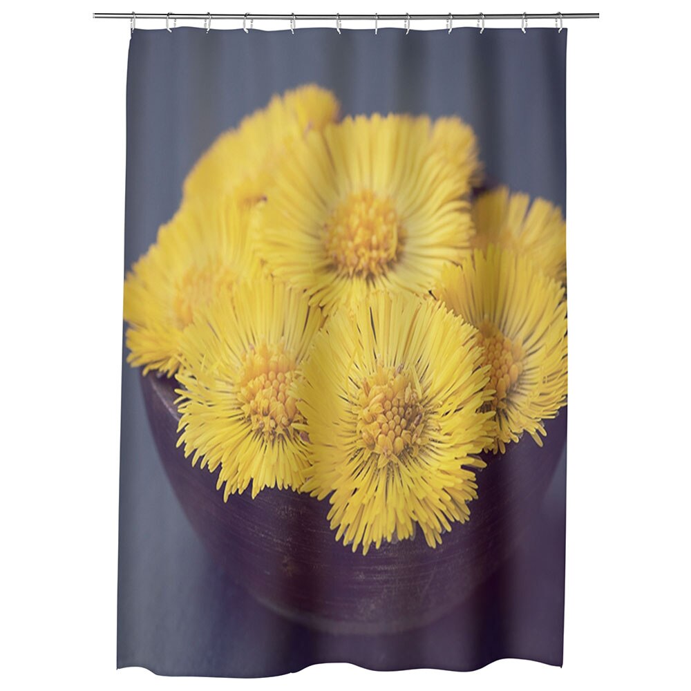 Perdea Dus, Cada, pentru Baie, Heartwork, Floricele galbui, Model Multicolor, Decoratiuni Baie, 150 x 200 cm