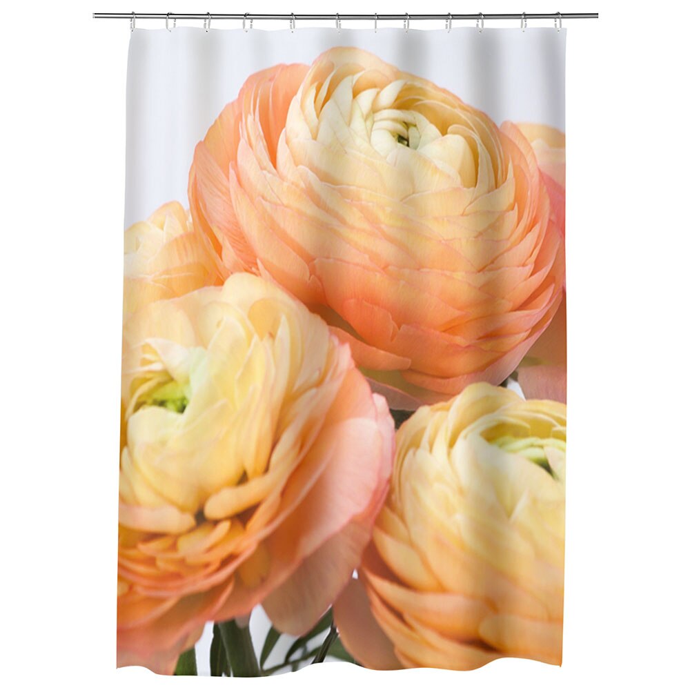 Perdea Dus, Cada, pentru Baie, Heartwork, Flori persane galbene, Model Multicolor, Decoratiuni Baie, 150 x 200 cm