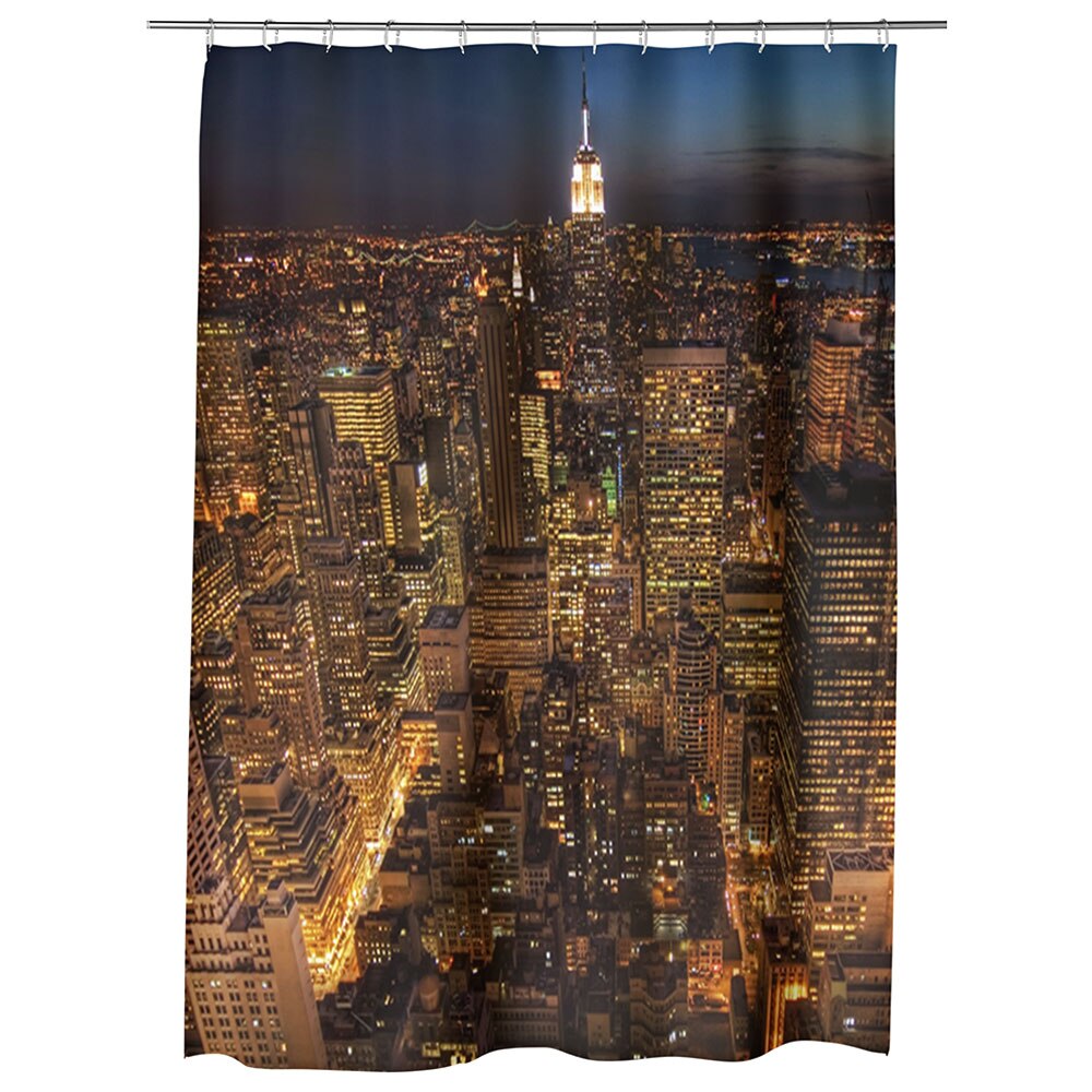 Perdea Dus, Cada, pentru Baie, Heartwork, Viata de noapte in NY, Model Multicolor, Decoratiuni Baie, 150 x 200 cm