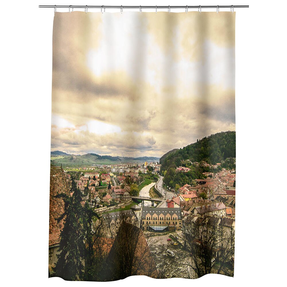 Perdea Dus, Cada, pentru Baie, Heartwork, Sighisoara de sus, Model Multicolor, Decoratiuni Baie, 150 x 200 cm