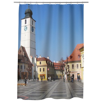 Perdea Dus, Cada, pentru Baie, Heartwork, Sibiu Centru, Model Multicolor, Decoratiuni Baie, 150 x 200 cm