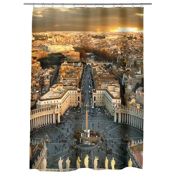 Perdea Dus, Cada, pentru Baie, Heartwork, Piata San Pietro Roma Vatican, Model Multicolor, Decoratiuni Baie, 150 x 200 cm Perdea Dus, Cada, pentru Baie, Heartwork, Piata San Pietro Roma Vatican, Model Multicolor, Decoratiuni Baie, 150 x 200 cm