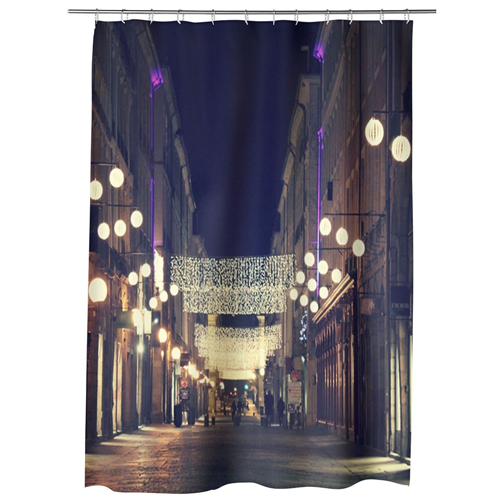 Perdea Dus, Cada, pentru Baie, Heartwork, Strazile orasului in noapte, Model Multicolor, Decoratiuni Baie, 150 x 200 cm
