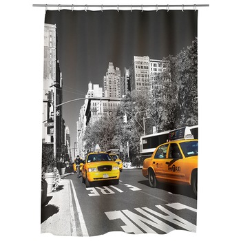 Perdea Dus, Cada, pentru Baie, Heartwork, Taxi in New York, Model Multicolor, Decoratiuni Baie, 150 x 200 cm