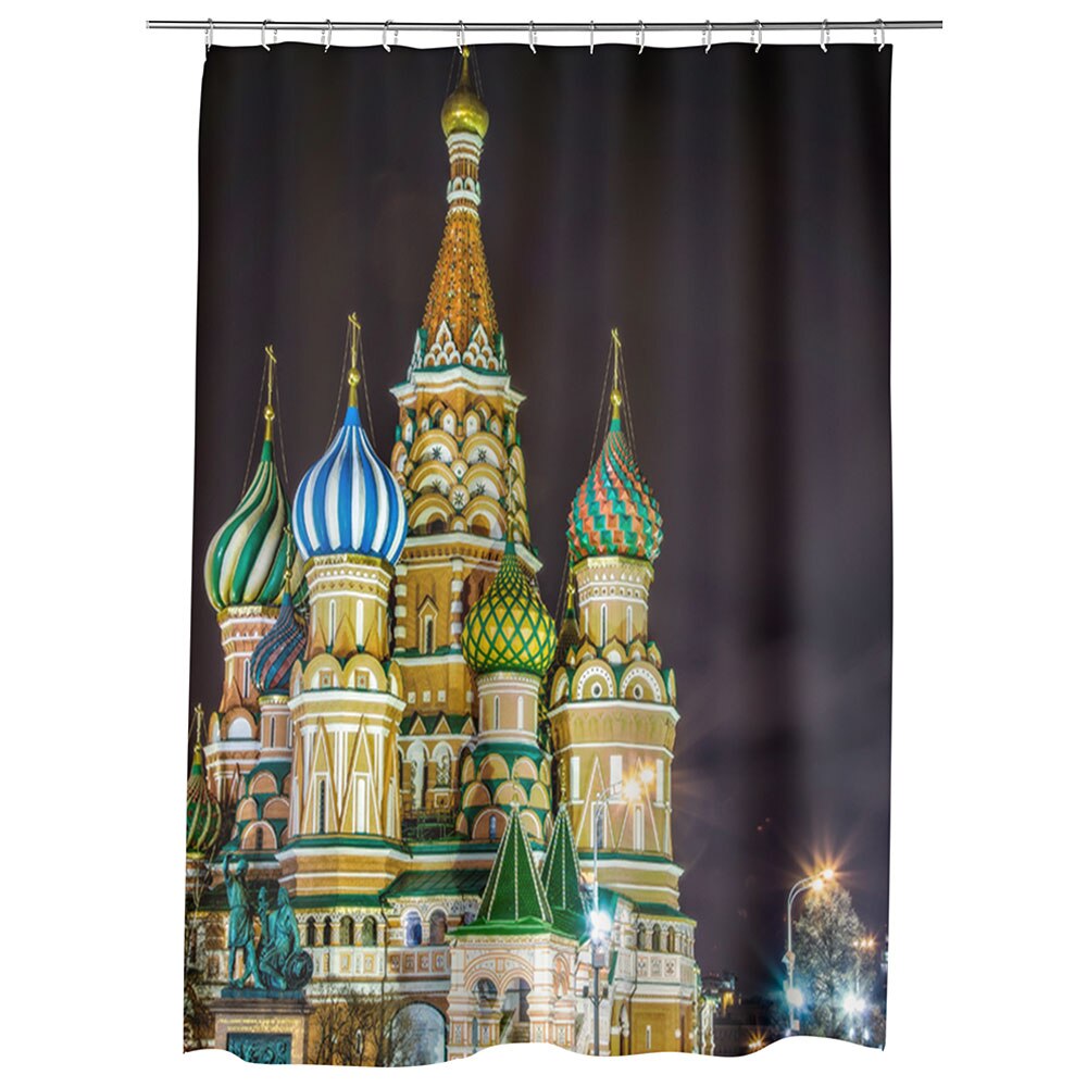 Perdea Dus, Cada, pentru Baie, Heartwork, Catedrala in Moscova, Model Multicolor, Decoratiuni Baie, 150 x 200 cm