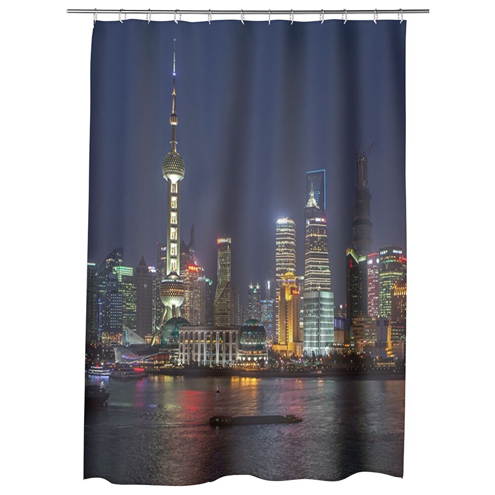 Perdea Dus, Cada, pentru Baie, Heartwork, O noapte in Shanghai, Model Multicolor, Decoratiuni Baie, 150 x 200 cm