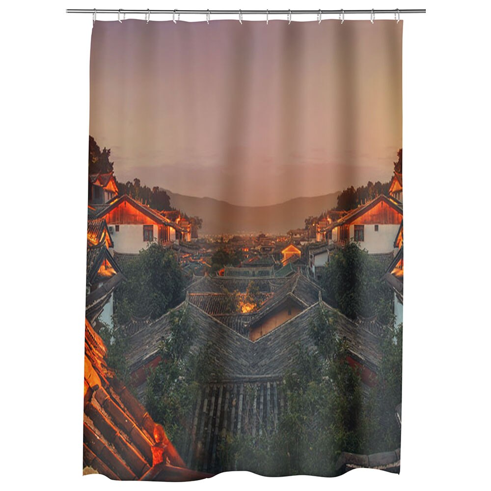 Perdea Dus, Cada, pentru Baie, Heartwork, China la apus, Model Multicolor, Decoratiuni Baie, 150 x 200 cm