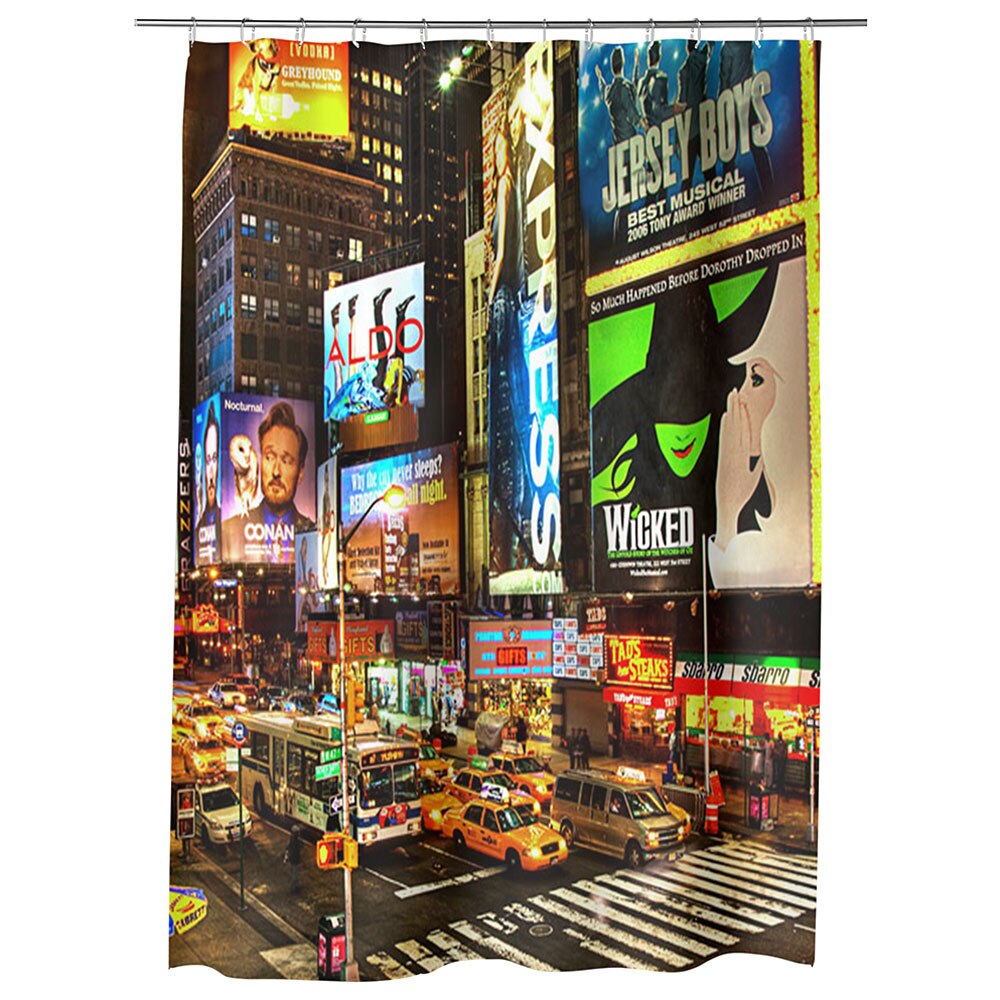 Perdea Dus, Cada, pentru Baie, Heartwork, Reclame in New York, Model Multicolor, Decoratiuni Baie, 150 x 200 cm
