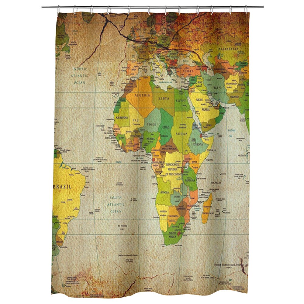Perdea Dus, Cada, pentru Baie, Heartwork, Harta politica a lumii, Model Multicolor, Decoratiuni Baie, 150 x 200 cm