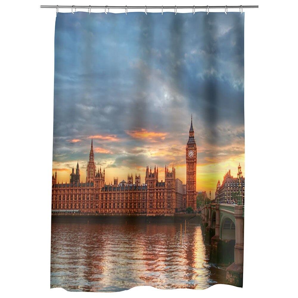 Perdea Dus, Cada, pentru Baie, Heartwork, Palatul Wesminster Anglia, Model Multicolor, Decoratiuni Baie, 150 x 200 cm
