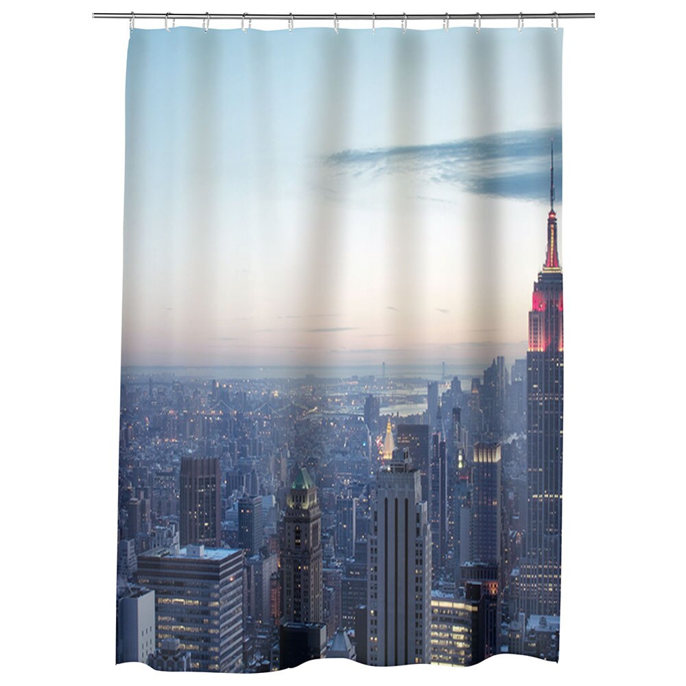 Perdea Dus, Cada, pentru Baie, Heartwork, Apus de iarna in New York, Model Multicolor, Decoratiuni Baie, 150 x 200 cm