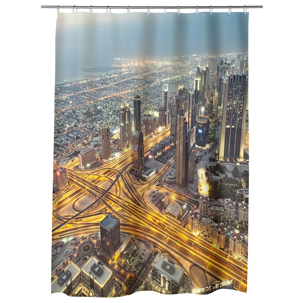 Perdea Dus, Cada, pentru Baie, Heartwork, Vedere de sus in Dubai, Model Multicolor, Decoratiuni Baie, 150 x 200 cm