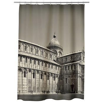 Perdea Dus, Cada, pentru Baie, Heartwork, Turnul din Pisa Italia, Model Multicolor, Decoratiuni Baie, 150 x 200 cm