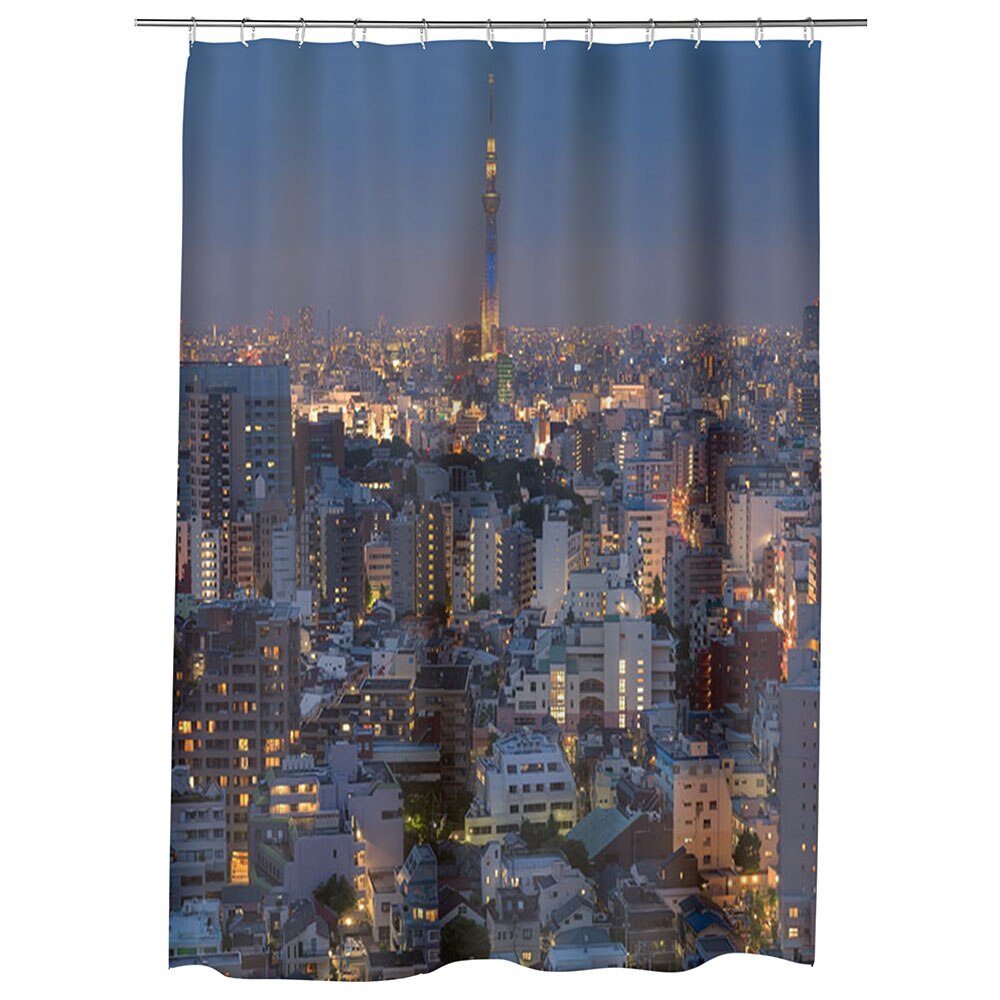 Perdea Dus, Cada, pentru Baie, Heartwork, Apus in Tokyo, Model Multicolor, Decoratiuni Baie, 150 x 200 cm