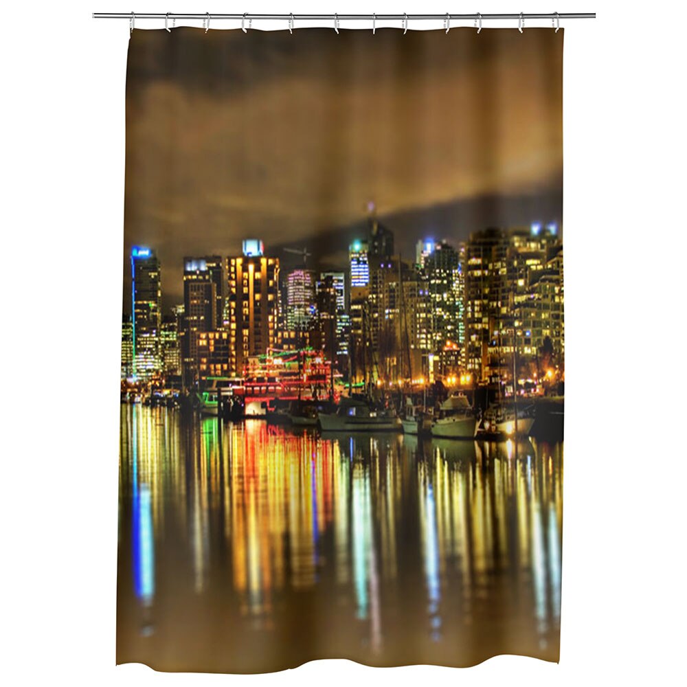 Perdea Dus, Cada, pentru Baie, Heartwork, Vancouver Canada Noaptea, Model Multicolor, Decoratiuni Baie, 150 x 200 cm