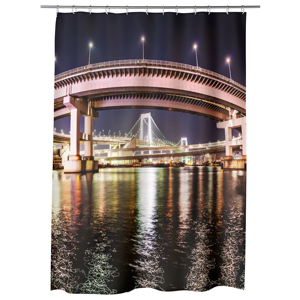 Perdea Dus, Cada, pentru Baie, Heartwork, Podul din Tokyo, Model Multicolor, Decoratiuni Baie, 150 x 200 cm