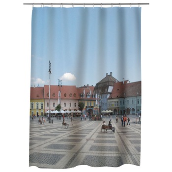 Perdea Dus, Cada, pentru Baie, Heartwork, Orasul Sibiu Piata Mare, Model Multicolor, Decoratiuni Baie, 150 x 200 cm