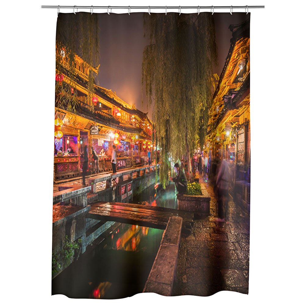 Perdea Dus, Cada, pentru Baie, Heartwork, Noapte in oras, Model Multicolor, Decoratiuni Baie, 150 x 200 cm
